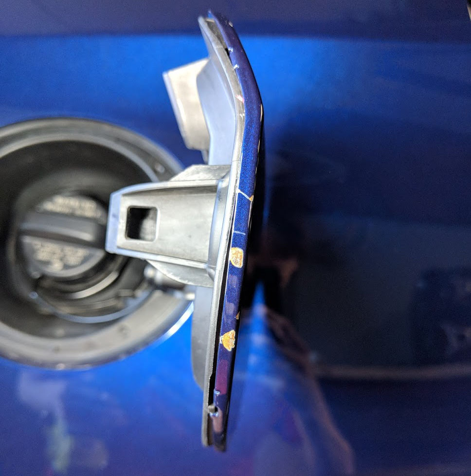 Paint chipping on the WRX's gas cap