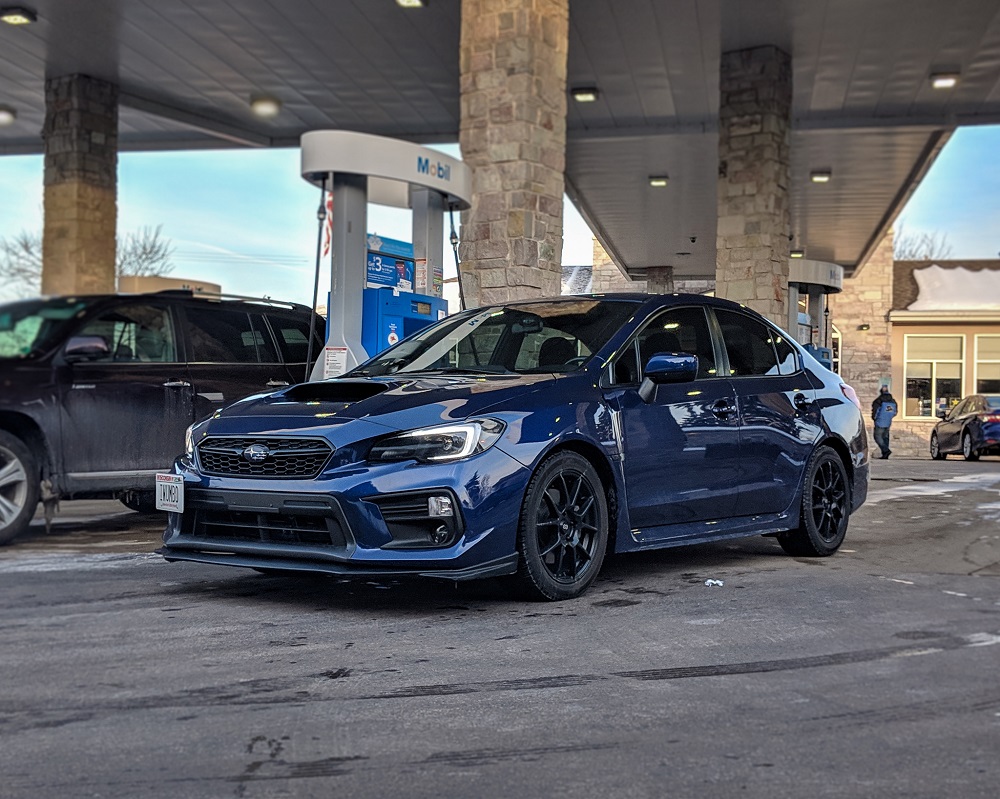 The WRX after a drive-thru rinse mid-winter