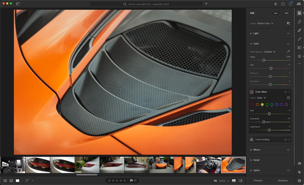 Editing photos in Lightroom
