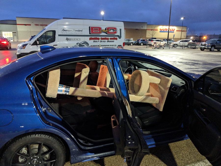 Transporting a cat tower in the WRX